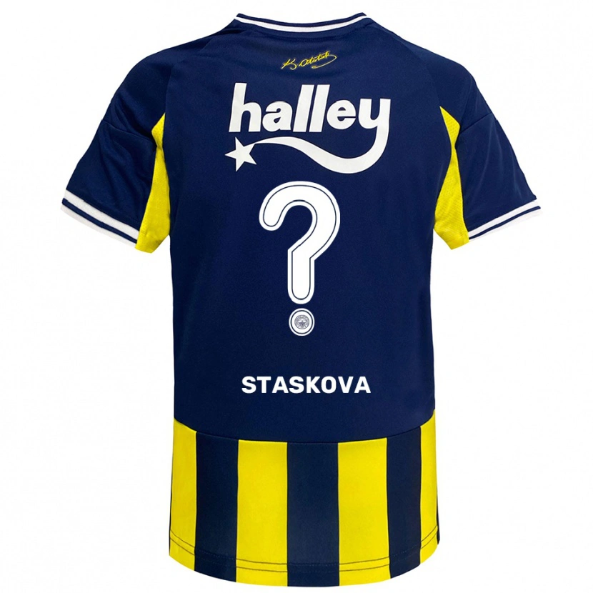 Danxen Dames Andrea Stašková #0 Geel Donkerblauw Wit Thuisshirt Thuistenue 2025/26 T-Shirt