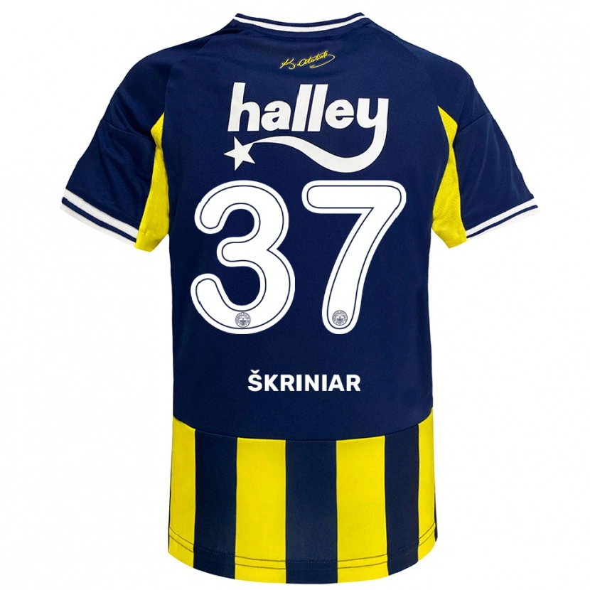 Danxen Dames Milan Škriniar #37 Geel Donkerblauw Wit Thuisshirt Thuistenue 2025/26 T-Shirt
