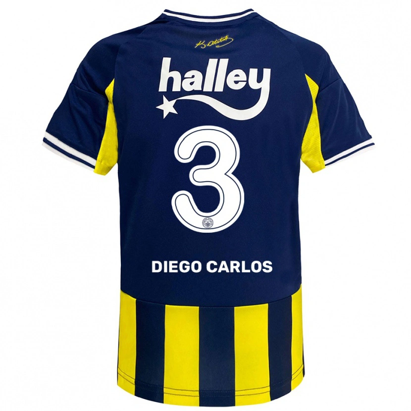 Danxen Dames Diego Carlos #3 Geel Donkerblauw Wit Thuisshirt Thuistenue 2025/26 T-Shirt