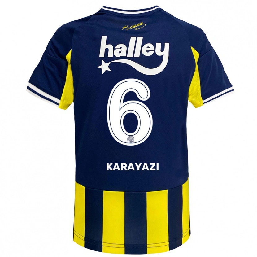 Danxen Dames Efekan Karayazi #6 Geel Donkerblauw Wit Thuisshirt Thuistenue 2025/26 T-Shirt