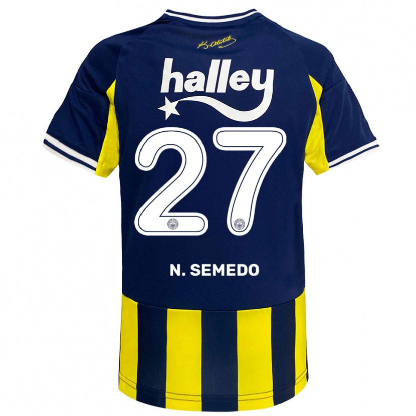 Danxen Dames Nélson Semedo #27 Geel Donkerblauw Wit Thuisshirt Thuistenue 2025/26 T-Shirt