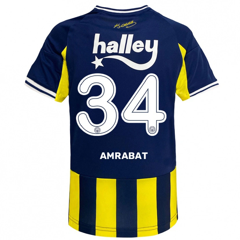 Danxen Dames Sofyan Amrabat #34 Geel Donkerblauw Wit Thuisshirt Thuistenue 2025/26 T-Shirt
