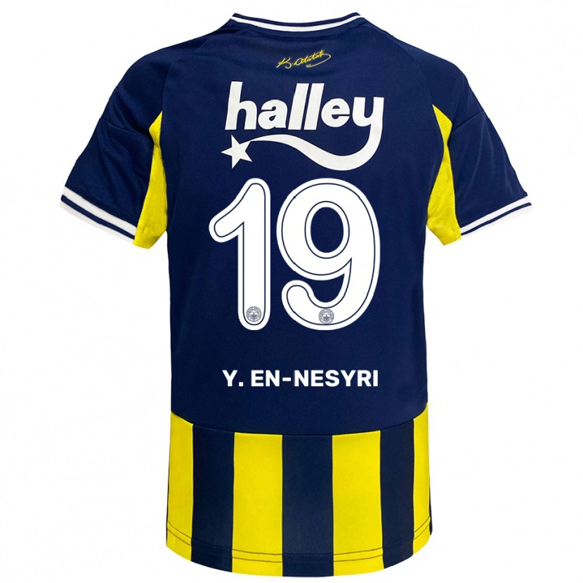 Danxen Dames Youssef En-Nesyri #19 Geel Donkerblauw Wit Thuisshirt Thuistenue 2025/26 T-Shirt