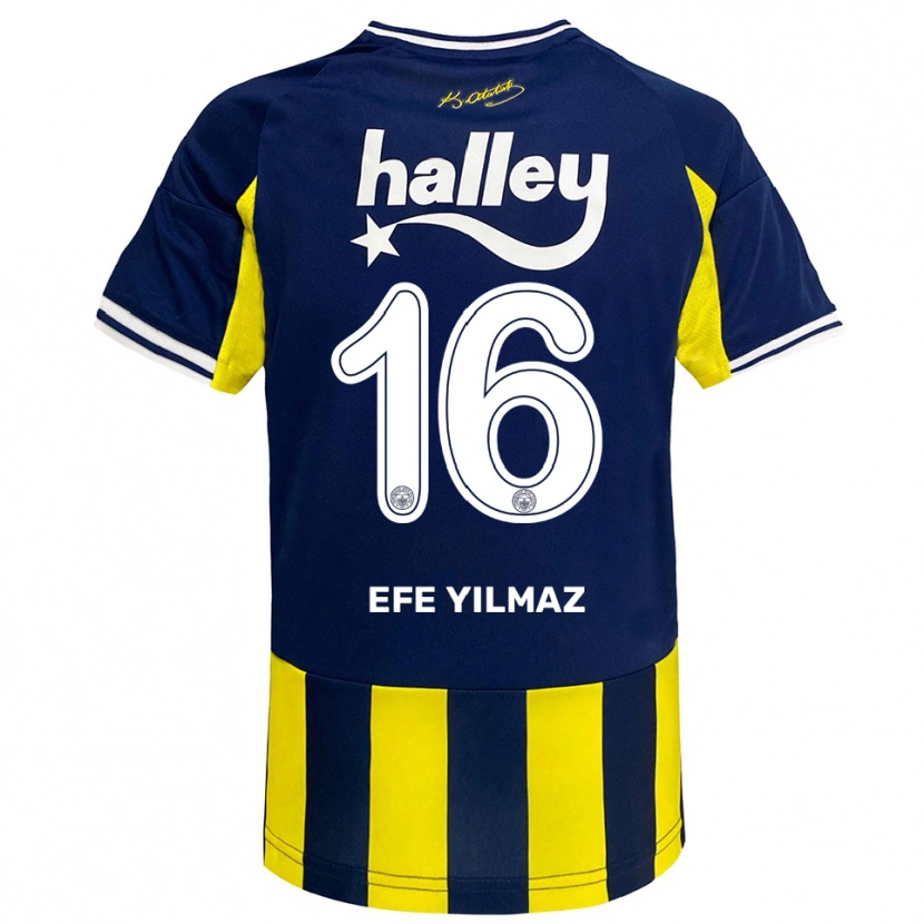 Danxen Dames Efe Yılmaz #16 Geel Donkerblauw Wit Thuisshirt Thuistenue 2025/26 T-Shirt