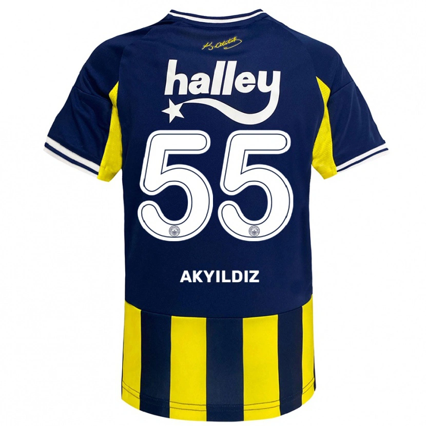 Danxen Dames Mustafa Akyıldız #55 Geel Donkerblauw Wit Thuisshirt Thuistenue 2025/26 T-Shirt