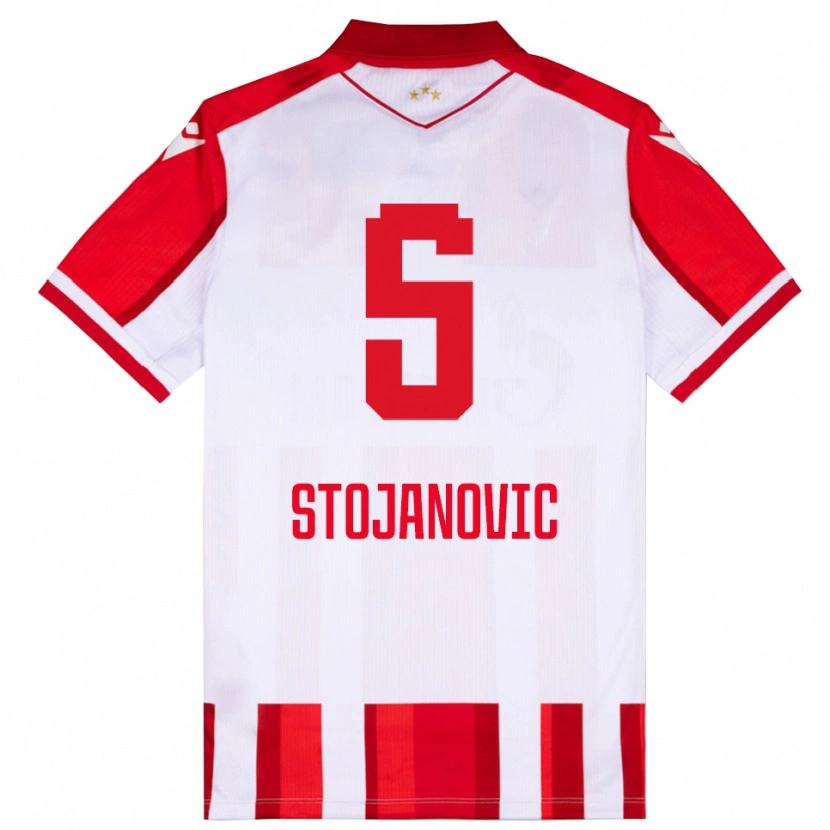 Danxen Dames Viktor Stojanovic #5 Rood Wit Thuisshirt Thuistenue 2025/26 T-Shirt