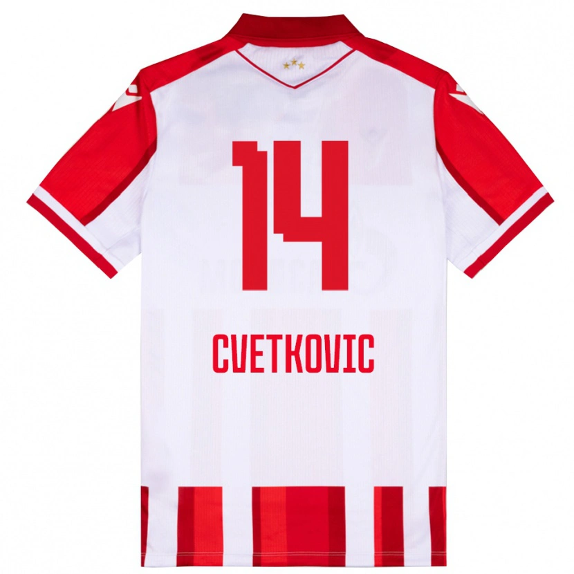 Danxen Dames Djordje Cvetkovic #14 Rood Wit Thuisshirt Thuistenue 2025/26 T-Shirt