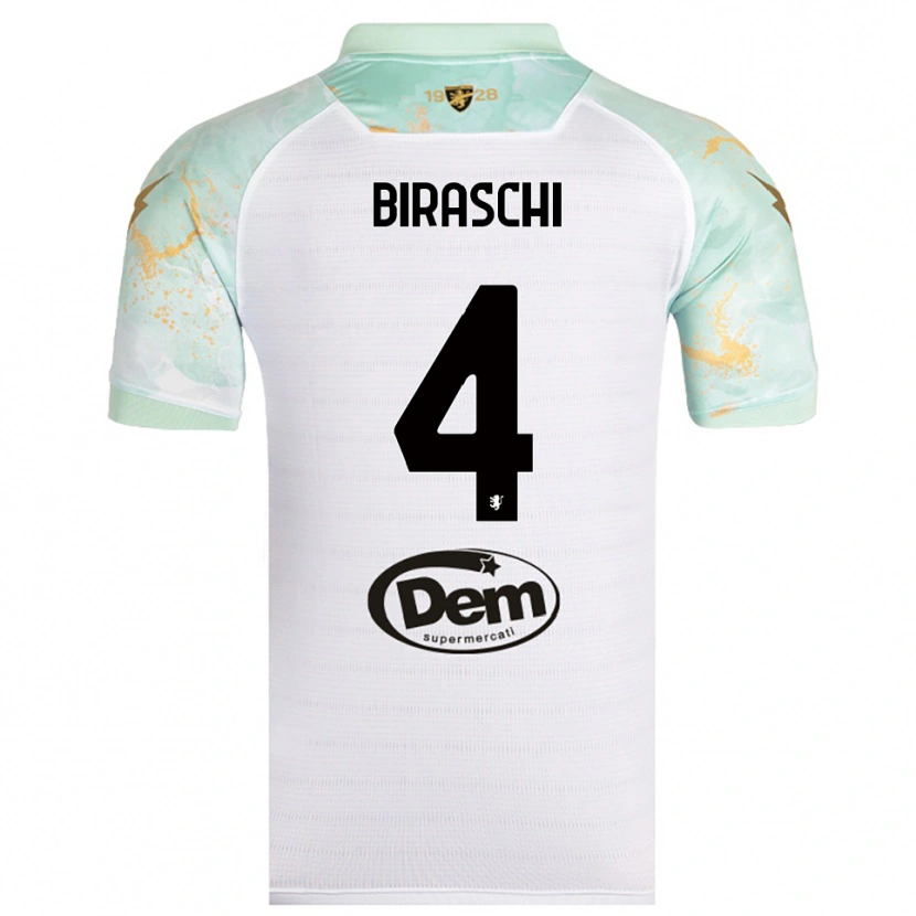 Danxen Dames Davide Biraschi #4 Wit Zwart Uitshirt Uittenue 2025/26 T-Shirt