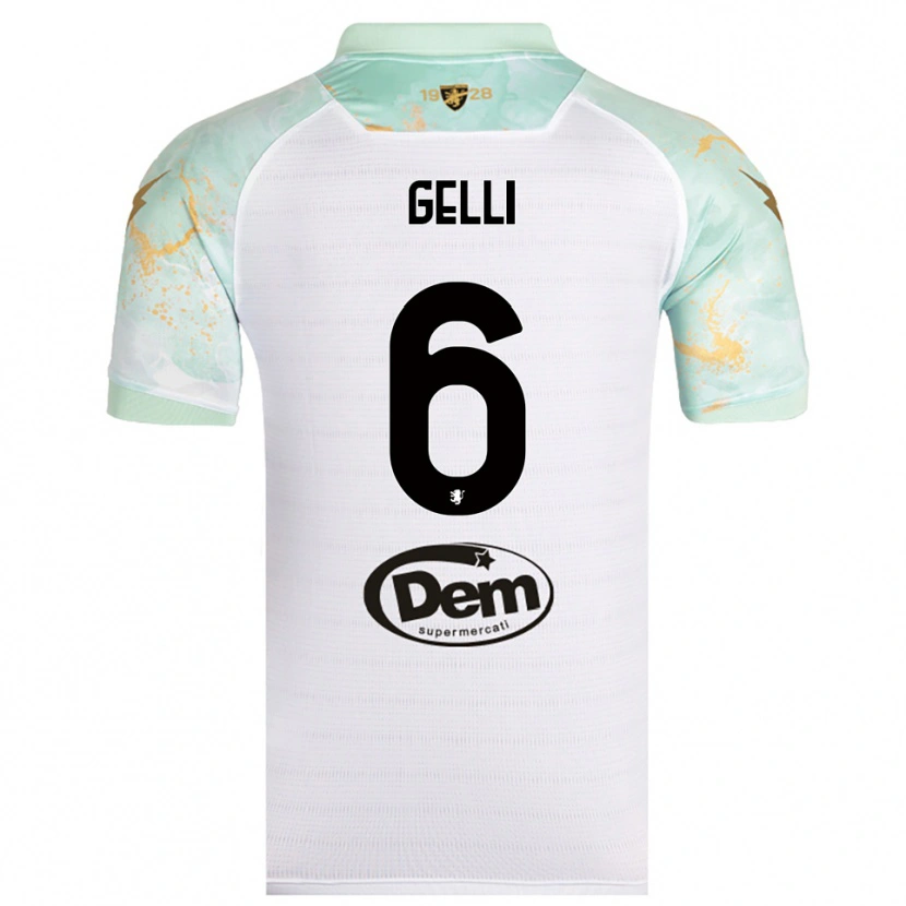 Danxen Dames Jacopo Gelli #6 Wit Zwart Uitshirt Uittenue 2025/26 T-Shirt