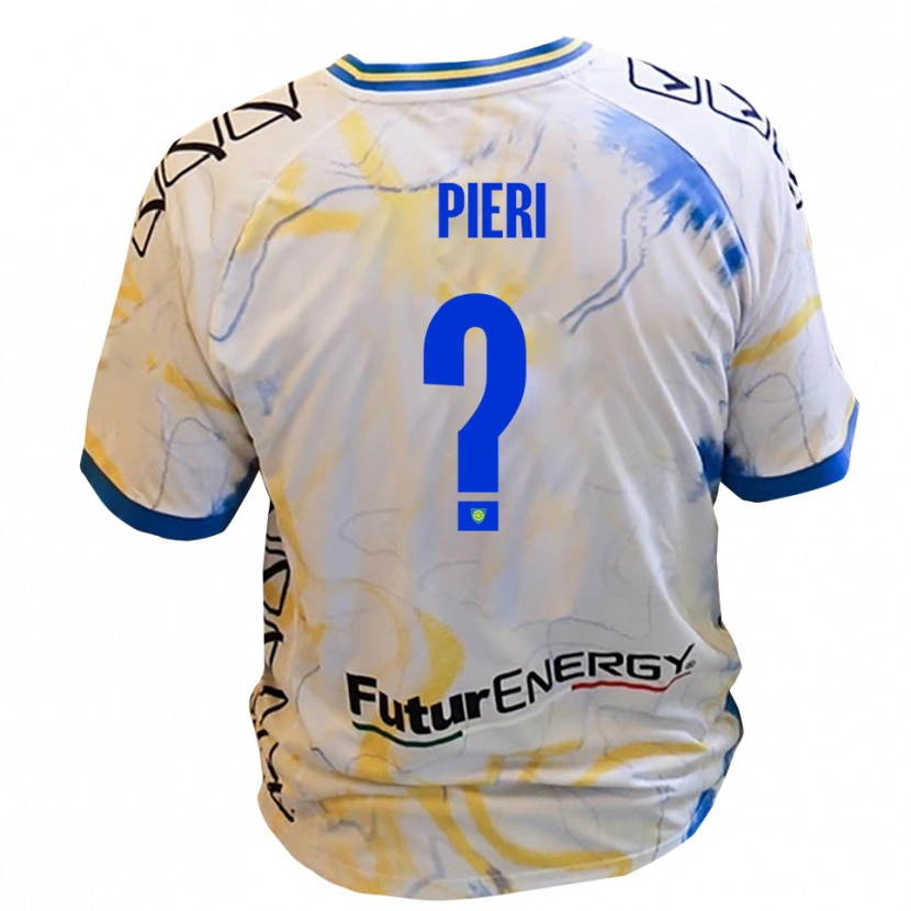 Danxen Dames Mattia Pieri #0 Wit Geel Blauw Uitshirt Uittenue 2025/26 T-Shirt