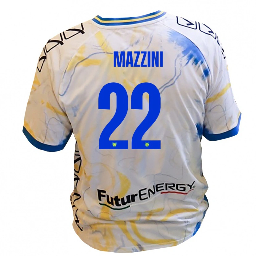 Danxen Dames Stefano Mazzini #22 Wit Geel Blauw Uitshirt Uittenue 2025/26 T-Shirt