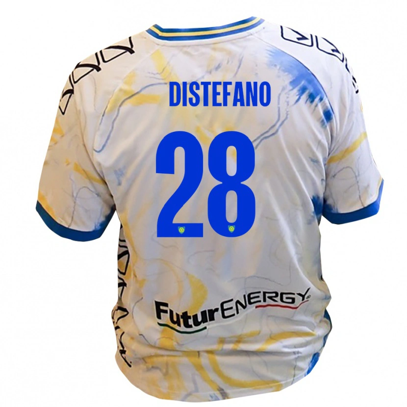 Danxen Dames Filippo Distefano #28 Wit Geel Blauw Uitshirt Uittenue 2025/26 T-Shirt