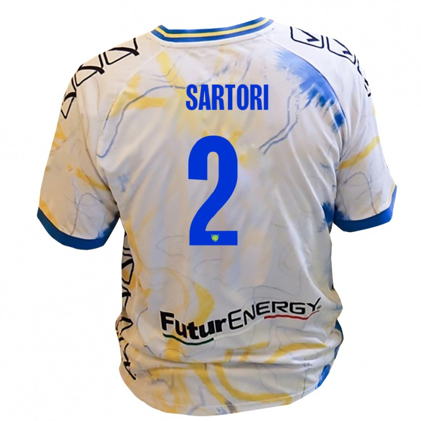 Danxen Dames Edoardo Sartori #2 Wit Geel Blauw Uitshirt Uittenue 2025/26 T-Shirt