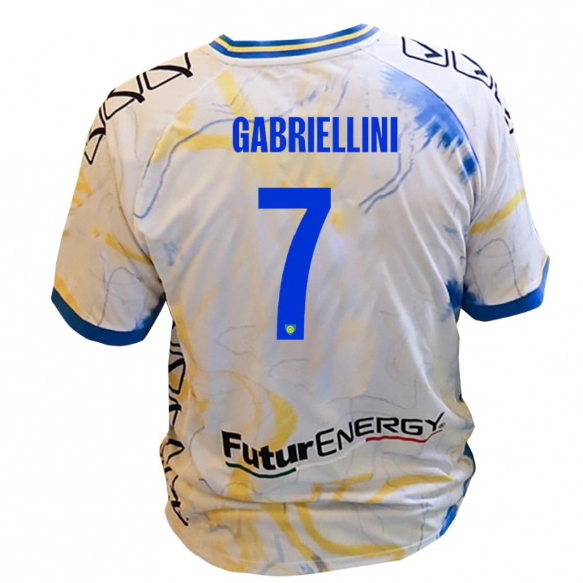 Danxen Dames Emanuele Gabriellini #7 Wit Geel Blauw Uitshirt Uittenue 2025/26 T-Shirt