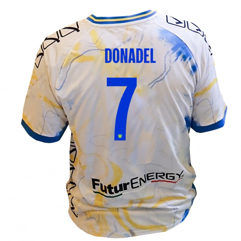 Danxen Dames Tommaso Donadel #7 Wit Geel Blauw Uitshirt Uittenue 2025/26 T-Shirt
