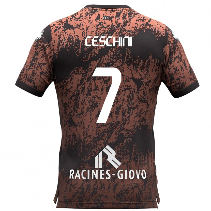 Danxen Dames Nicolò Ceschini #7 Bruin Zwart Uitshirt Uittenue 2025/26 T-Shirt