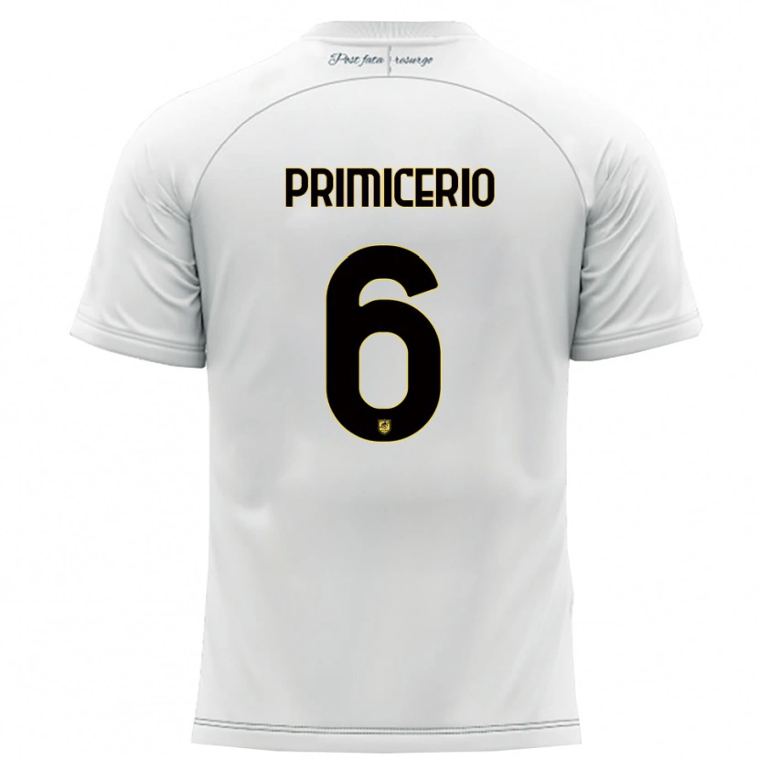 Danxen Dames Antonio Primicerio #6 Wit Geel Uitshirt Uittenue 2025/26 T-Shirt