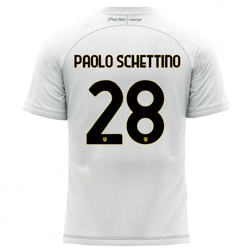 Danxen Dames Francesco Paolo Schettino #28 Wit Geel Uitshirt Uittenue 2025/26 T-Shirt