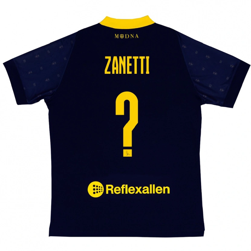 Danxen Dames Matteo Zanetti #0 Donkerblauw Geel Uitshirt Uittenue 2025/26 T-Shirt