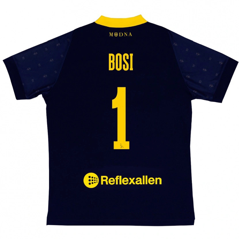 Danxen Dames Matteo Bosi #1 Donkerblauw Geel Uitshirt Uittenue 2025/26 T-Shirt