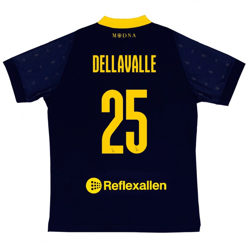 Danxen Dames Alessandro Dellavalle #25 Donkerblauw Geel Uitshirt Uittenue 2025/26 T-Shirt