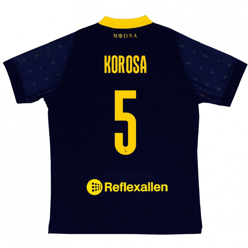 Danxen Dames Anej Koroša #5 Donkerblauw Geel Uitshirt Uittenue 2025/26 T-Shirt