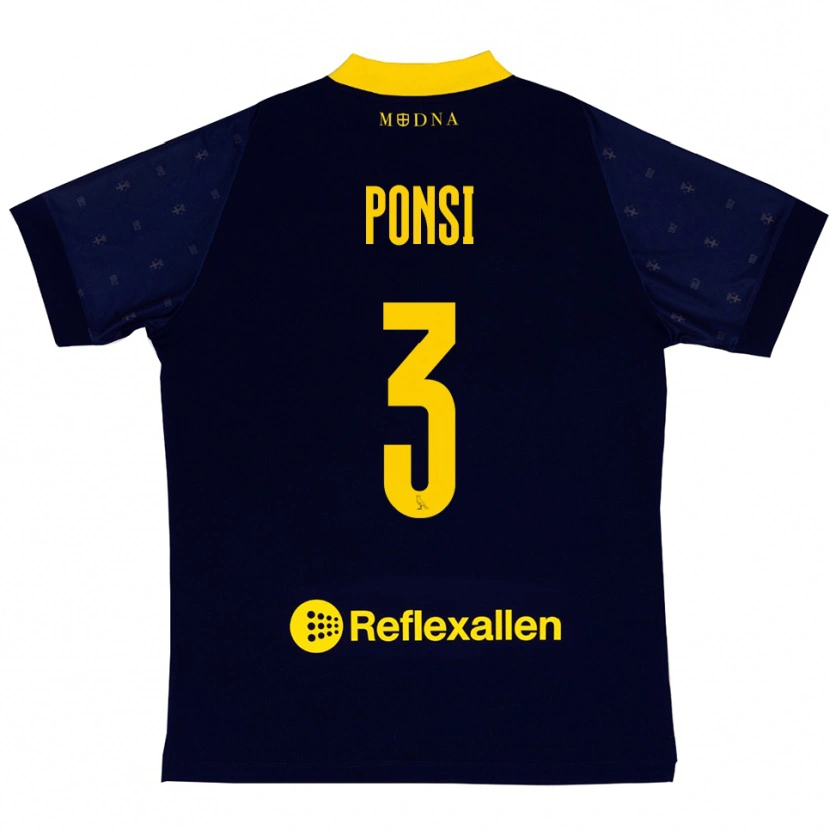 Danxen Dames Fabio Ponsi #3 Donkerblauw Geel Uitshirt Uittenue 2025/26 T-Shirt