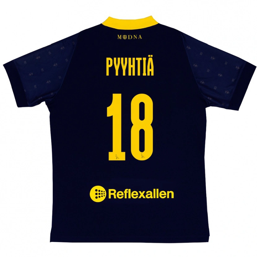 Danxen Dames Niklas Pyyhtiä #18 Donkerblauw Geel Uitshirt Uittenue 2025/26 T-Shirt