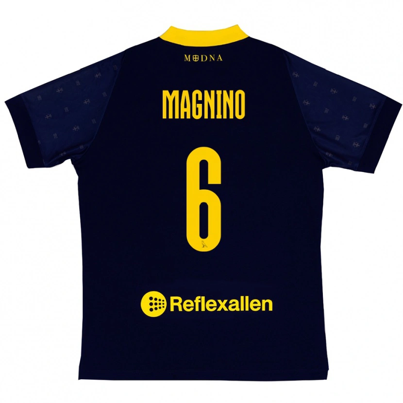 Danxen Dames Luca Magnino #6 Donkerblauw Geel Uitshirt Uittenue 2025/26 T-Shirt