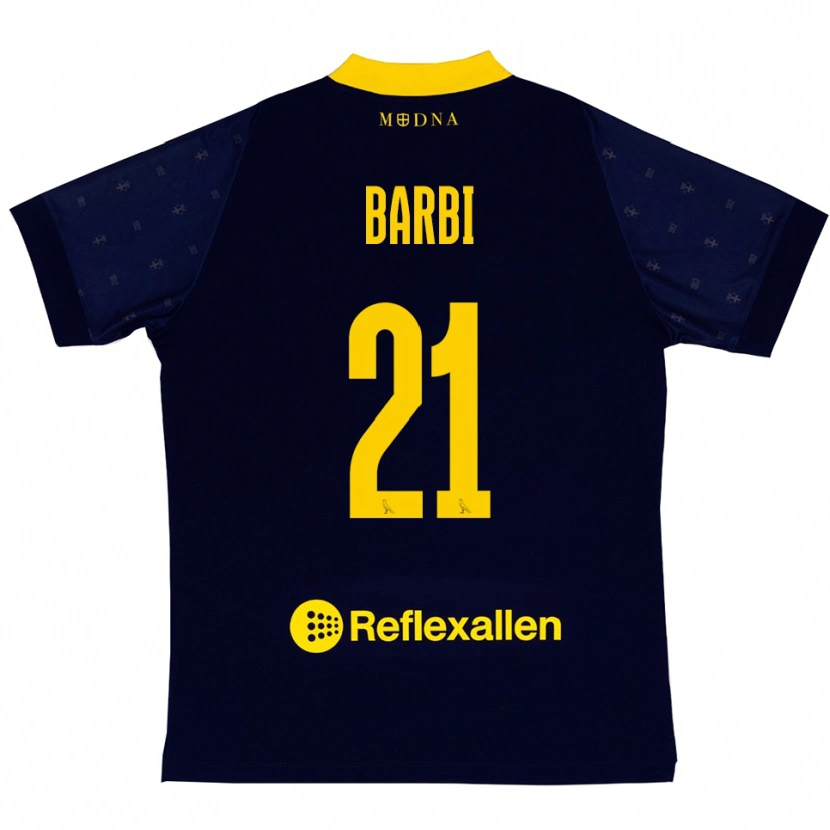 Danxen Dames Edoardo Barbi #21 Donkerblauw Geel Uitshirt Uittenue 2025/26 T-Shirt