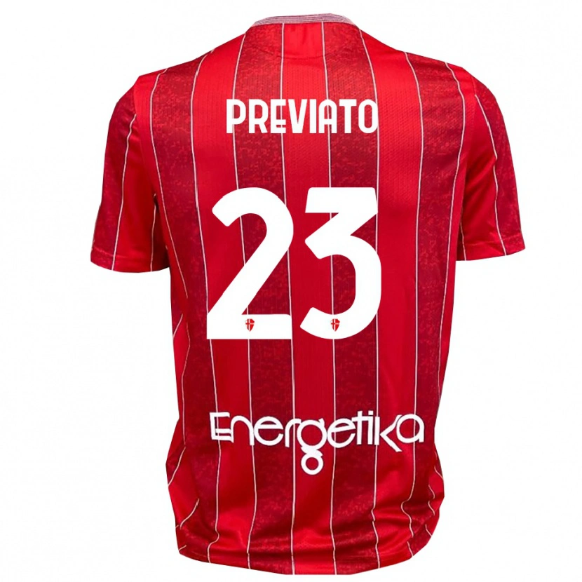 Danxen Dames Sebastiano Previato #23 Rood Wit Uitshirt Uittenue 2025/26 T-Shirt