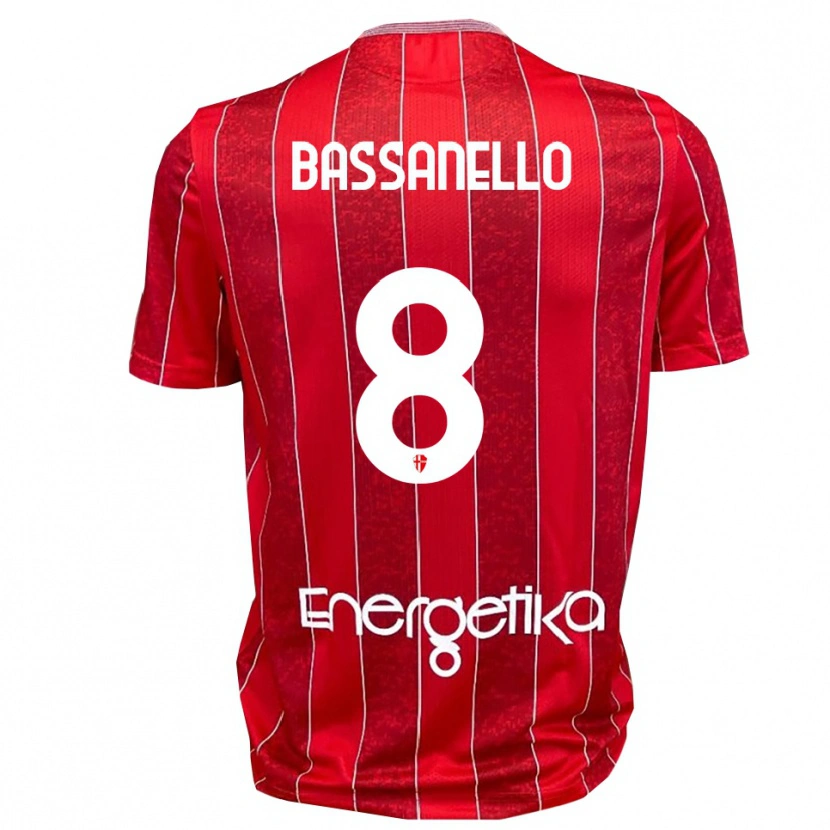 Danxen Dames Davide Bassanello #8 Rood Wit Uitshirt Uittenue 2025/26 T-Shirt