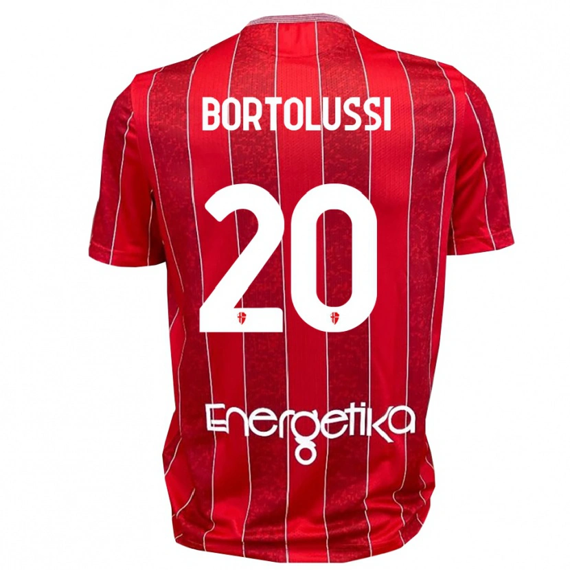 Danxen Dames Mattia Bortolussi #20 Rood Wit Uitshirt Uittenue 2025/26 T-Shirt