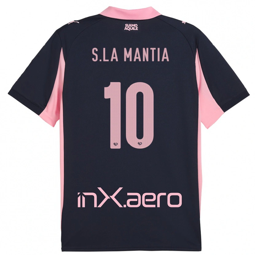 Danxen Dames Samuele La Mantia #10 Donkerblauw Roze Uitshirt Uittenue 2025/26 T-Shirt