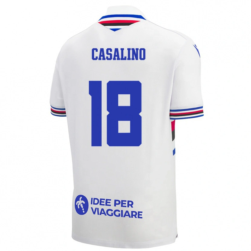 Danxen Dames Tommaso Casalino #18 Wit Blauw Rood Uitshirt Uittenue 2025/26 T-Shirt