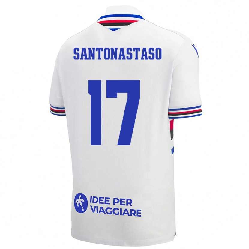 Danxen Dames Vincenzo Santonastaso #17 Wit Blauw Rood Uitshirt Uittenue 2025/26 T-Shirt