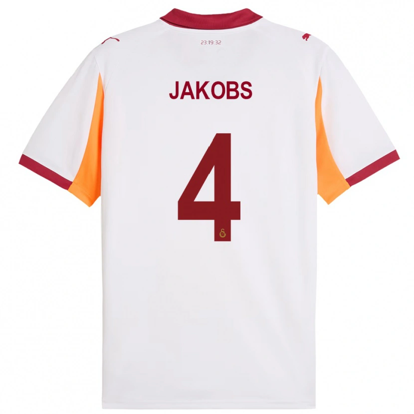 Danxen Dames Ismail Jakobs #4 Wit Rood Uitshirt Uittenue 2025/26 T-Shirt
