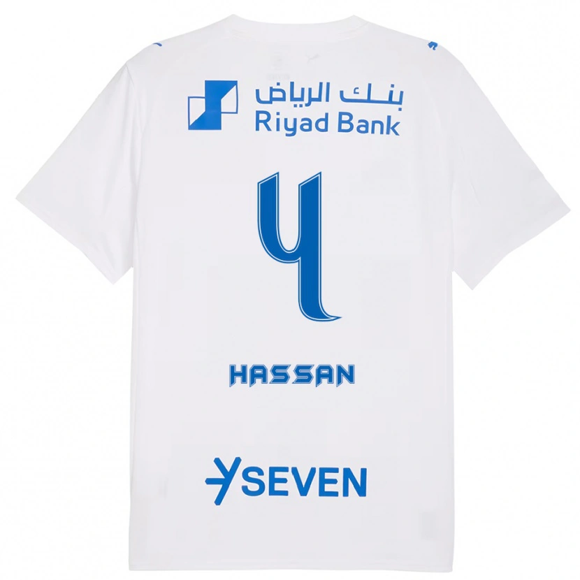 Danxen Dames Eman Hassan #4 Wit Blauw Uitshirt Uittenue 2025/26 T-Shirt