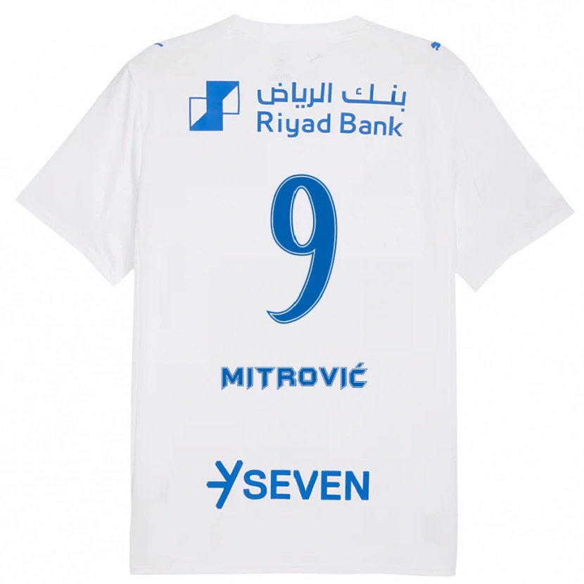 Danxen Dames Aleksandar Mitrović #9 Wit Blauw Uitshirt Uittenue 2025/26 T-Shirt