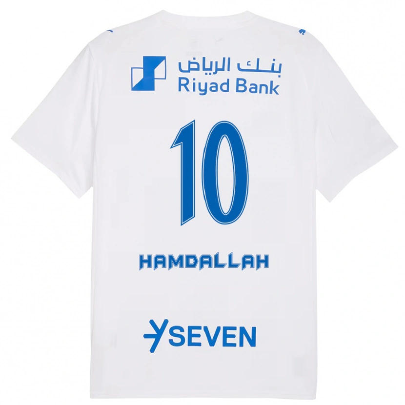 Danxen Dames Abderrazak Hamdallah #10 Wit Blauw Uitshirt Uittenue 2025/26 T-Shirt