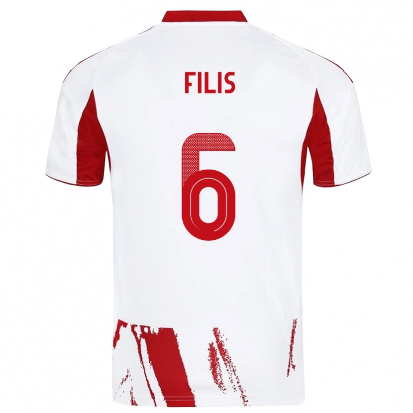 Danxen Dames Christos Filis #6 Wit Rood Uitshirt Uittenue 2025/26 T-Shirt