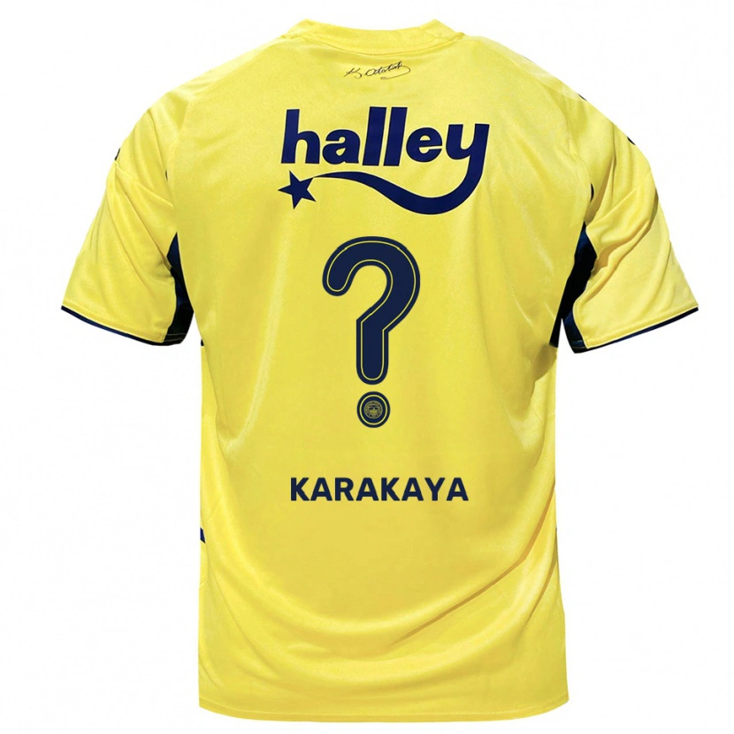 Danxen Dames Utku Karakaya #0 Geel Donkerblauw Uitshirt Uittenue 2025/26 T-Shirt