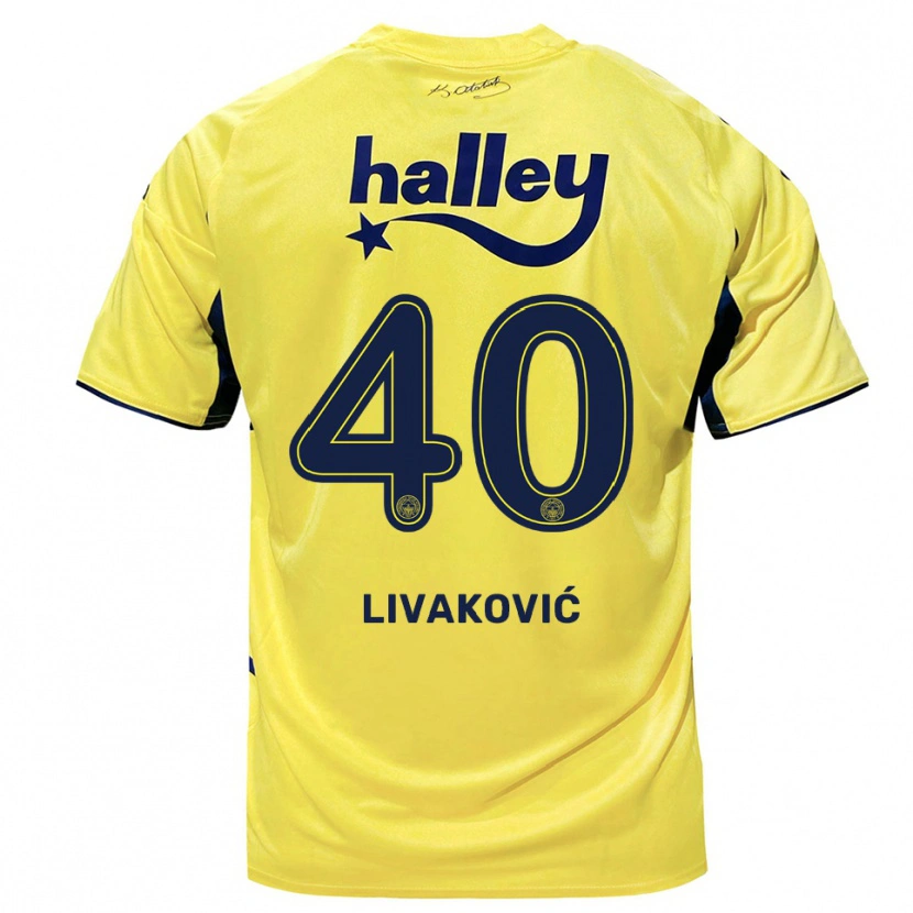 Danxen Dames Dominik Livakovic #40 Geel Donkerblauw Uitshirt Uittenue 2025/26 T-Shirt