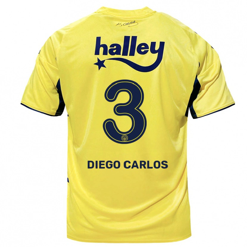 Danxen Dames Diego Carlos #3 Geel Donkerblauw Uitshirt Uittenue 2025/26 T-Shirt