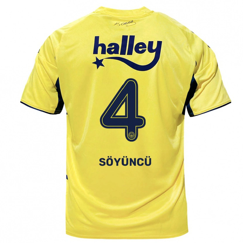 Danxen Dames Çağlar Söyüncü #4 Geel Donkerblauw Uitshirt Uittenue 2025/26 T-Shirt