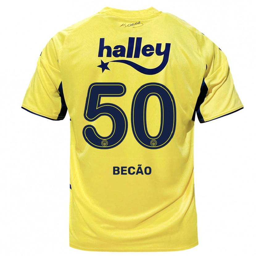 Danxen Dames Rodrigo Becão #50 Geel Donkerblauw Uitshirt Uittenue 2025/26 T-Shirt