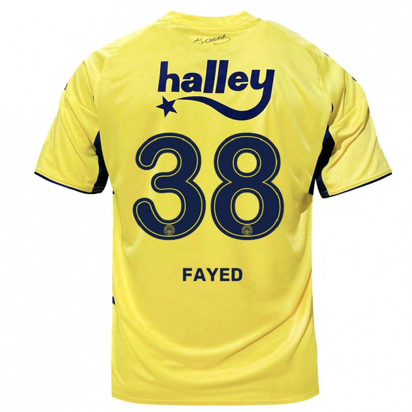 Danxen Dames Omar Fayed #38 Geel Donkerblauw Uitshirt Uittenue 2025/26 T-Shirt