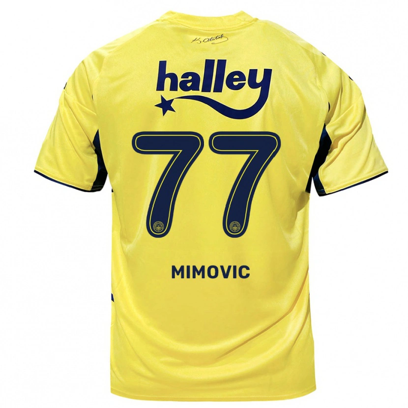 Danxen Dames Ognjen Mimovic #77 Geel Donkerblauw Uitshirt Uittenue 2025/26 T-Shirt