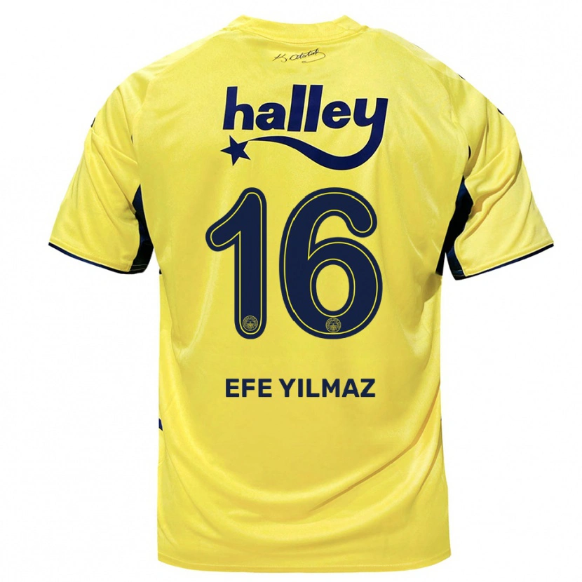 Danxen Dames Efe Yılmaz #16 Geel Donkerblauw Uitshirt Uittenue 2025/26 T-Shirt