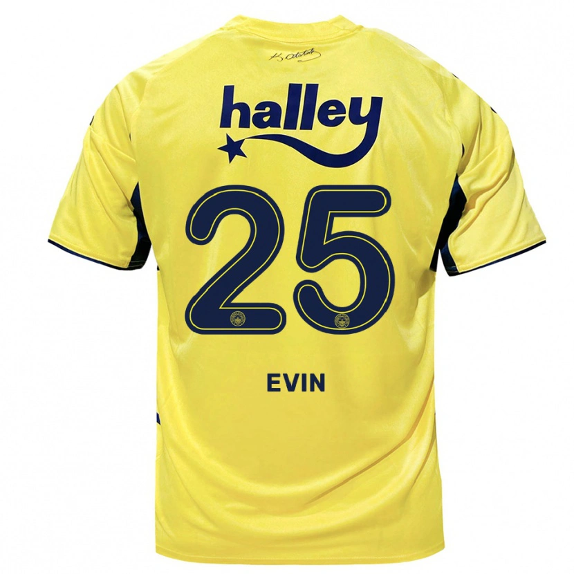 Danxen Dames Yiğit Evin #25 Geel Donkerblauw Uitshirt Uittenue 2025/26 T-Shirt